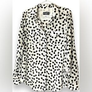 Karl Lagerfeld Signature Sunglasses Print Blouse White and Black Size Small
